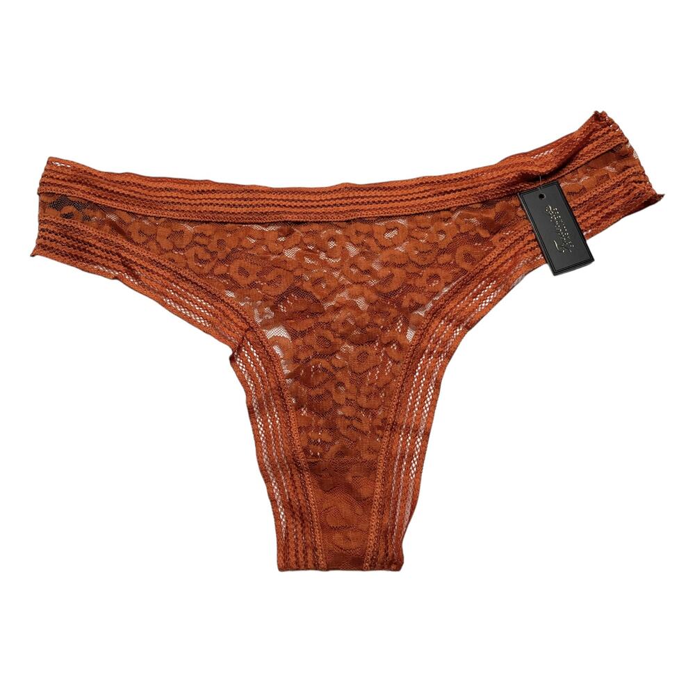Frederick's of Hollywood Demi Leopard Spot Mesh Thong Bombay Brown Size 1X